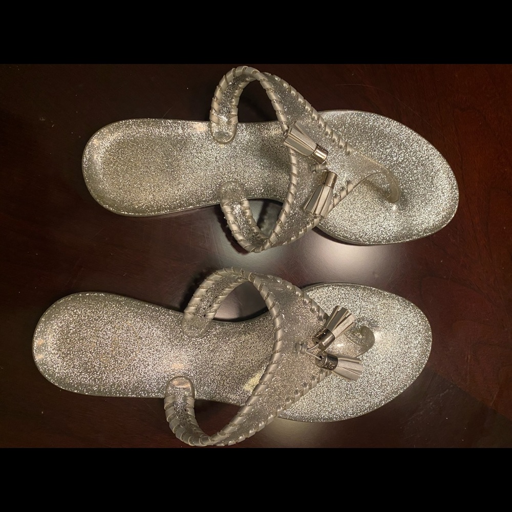 Jack Rogers Silver Glitter Flip Flops